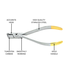 Pince orthodontique manuelle universelle T/C pour coupe et maintien de la extrémité distale, 4,5 pouces, avec inserts en carbure de tungstène, manche doré, réglable - Product Image 3