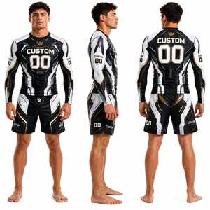 Wholesale High Manufacturer Best Selling MMA Rash Guard Shirt Black White Sublimation Workout Wear Online Sale Rash Guard - Product Image 4