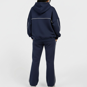 High Quality Women's <b>Tracksuit</b> <b>Winter</b> 2 Piece Fleece Solid Color Oversize 100% Cotton Eco-Friendly Women's <b>Tracksuit</b> With OEM - Product Image 2