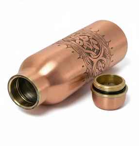 Antique polished <b>copper</b> <b>drink</b> <b>Bottle</b> <b>Copper</b> Water <b>Bottle</b> Bohemian Floral Design Portable Drinkware with Unique Print Home Use - Product Image 3