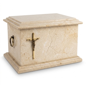 Urne funéraire artisanale américaine et européenne en marbre, pierre naturelle marron, pour adulte, pot commémoratif, finition polie haute brillance - Product Image 1