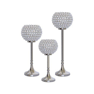 Luxury <b>Silver</b> Crystal Beaded Pillar Candle Holder Elegant Tall Nickel-Plated Metal <b>Candlestick</b> Stand For Wedding Centerpieces - Product Image 5