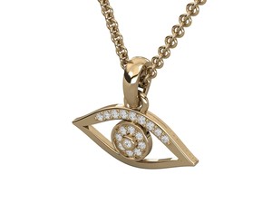 Pendentif œil tendance plaqué or 18 carats avec diamant de laboratoire taille brillant rond, unisexe pour usage quotidien - Product Image 2