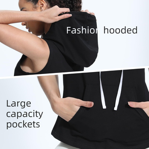 Camiseta sin Mangas con Capucha para Mujer, Impresión de Logotipo Personalizada, el Mejor Diseño, 100% Algodón, Ligera, Precio Económico, Múltiples Colores - Product Image 3