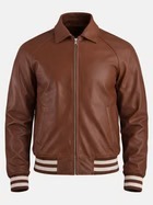 Custom <b>Mens</b> <b>Brown</b> <b>Leather</b> Breathable Winter Varsity <b>Jacket</b> Premium Zip Baseball Bomber Vintage Streetwear Fashion Wholesale OEM - Product Image 3