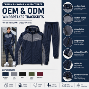 Custom Men's Multi Pocket Custom Nylon Outdoor Running Sports Jackets And Pants Full <b>Zip</b> Up Men's Windbreaker Jacket for Unisex - Product Image 6