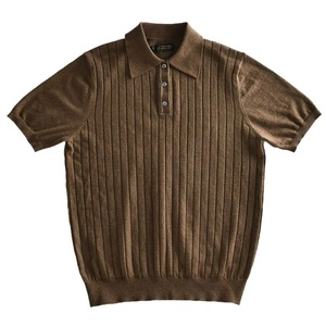 <b>Men's</b> Dark Green Anti-Wrinkle Polyester Knitted for Shirt Short Sleeve Ribbed Collar Button Front Logo Casual <b>Top</b> - Product Image 6