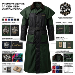 Manteau long imperméable pour femme Twill Sports avec ceinture et col châle, style utilitaire, coloris vert et noir - Product Image 6