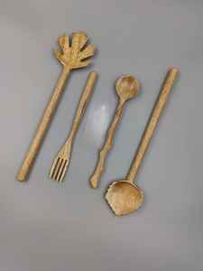 Ensemble d'ustensiles de cuisine en bois, cuillères et spatules naturelles, écologiques, faits à la main, outils de cuisine en bois - Product Image 2