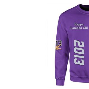 Lambda Fraternity <b>Embroidery</b> Men's Crewneck <b>Sweatshirt</b> Customized Chenille <b>Embroidery</b> Plus Size O-Neck University - Product Image 3