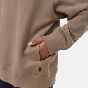 Women's Oversized Mock Neck Fleece Sweatshirt-100% Cotton Quick Dry <b>Drop</b> Shoulder Solid Color Custom Front <b>Back</b> Neck Logo - Product Image 5