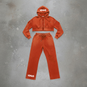 Acid Washed Women Tracksuit Custom Cotton French Terry Flare Sweatpants Hoodie 2 Pcs Set Heavyweights Oversized Sweat <b>Suit</b> - Product Image 3