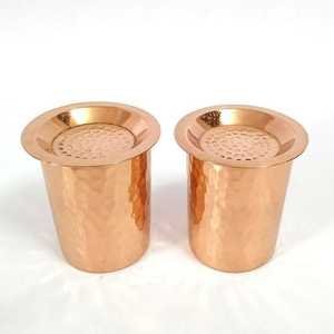 Copper Hammered Cocktail Glasses Set Of 2 Modern Bar Accessories Metal Drinking Glass For Tabletop Use - Product Image 2