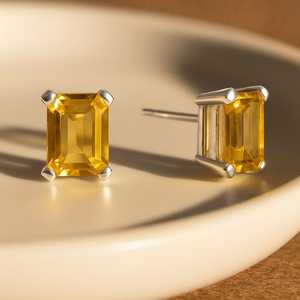 Boucles d'oreilles clous en Citrine naturelle, argent sterling 925 plaqué or 14K, sans nickel, pierre de naissance de novembre, faites à la main, pour anniversaire et fête - Product Image 6