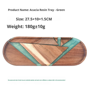 Cross-Border China Epoxy Resin Acacia Wood Nordic High-<b>End</b> Luxury Dessert Tray Oval Solid Wood Cake Plate - Product Image 3
