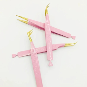 Pince à épiler rose en acier inoxydable, pointe de précision, surface lisse, outil de beauté pour extensions de cils et mise en forme des sourcils - Product Image 2