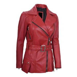 Abrigo largo de cuero genuino para mujer, chaqueta de exterior con textura suave y cálida, ideal para las necesidades de moda moderna. - Product Image 2