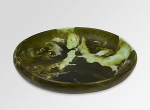 Assiette décorative artisanale en résine verte, effet artisanal, assiette de service de luxe, centre de table moderne, décoration intérieure pour la salle à manger - Product Image 4