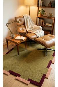 Tapis en laine tissée avec logo personnalisé, antidérapant, fait main, motif géométrique épais, avec envers en coton moderne, sans perte de poils, pour sols intérieurs - Product Image 2