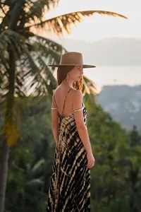 Ladies Bohemian Rayon Tie Dye Maxi Dress Sleeveless V Neck <b>Spaghetti</b> <b>Strap</b> Loose Flowing Summer Beach Holiday Casual Dress - Product Image 3