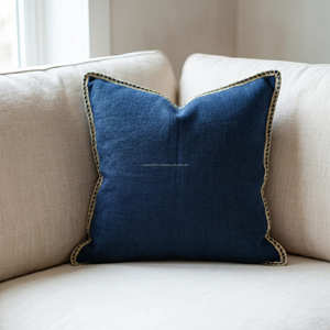 Decorative Cotton Cushion Cover Charcoal <b>Fringe</b> <b>Trim</b> Accent <b>Pillow</b> Boutique Home Decor 50 × 50 cm - Product Image 3