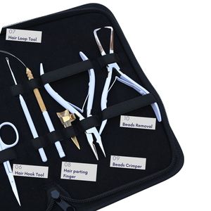 Professional Hair Extension Tools Kit Microbeads Crimping Remover Plier Hook Loop Wire <b>Needle</b> Clips Finger Scissor Comb <b>Case</b> - Product Image 4
