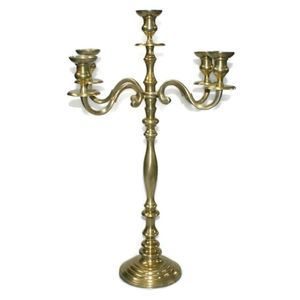 Elegant <b>Brass</b> Finished Metal Candelabra Multi Arm Tall <b>Candlestick</b> <b>Holder</b> Event Wedding Decor Hospitality Wholesale Supplier - Product Image 1