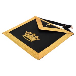 Regalia Masónica, Mandil de Gran Maestro Masón de Salomón, Terciopelo Étnico, Bordado a Mano con Hilos de Oro, Corona Dorada Personalizada - Product Image 5