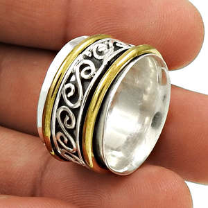 Impressionnante bague rotative en argent sterling 925 à sertissage invisible, design vintage, bijoux bohèmes pour un usage quotidien, disponible en gros. - Product Image 1