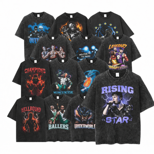 Camiseta de Verano Oversize Personalizada de Algodón 100% de 280 g/m² con Logo Frontal, Lavado Ácido, Efecto Desgastado, Largo Regular, Venta al por Mayor - Product Image 1