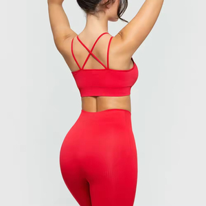 Ensemble de sport pour femmes avec logo personnalisé Yoga 2026, vêtements de sport de haute qualité, soutien-gorge de sport et leggings, ensemble de fitness pour femmes, 2 pièces - Product Image 4