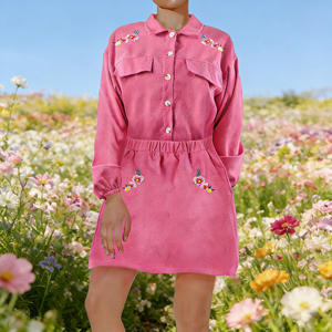 Vente flash sur Temu : jupe courte décontractée pour femmes, style A, à fleurs brodées, taille élastique, avec poches. - Product Image 3