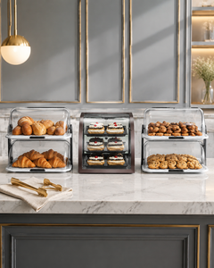 Custom <b>Clear</b> Acrylic Pastry Display Cabinet Rectangle Tabletop Bakery Case for Cake Bread Cookies Food Server Counter - Product Image 5