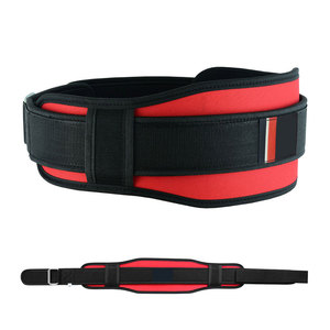 Adjustable Neoprene Waist Support <b>Belt</b> with Buckle Closure for Strength Training and Weight Lifting Unisex <b>Red</b> and Black Heavy D - Product Image 1