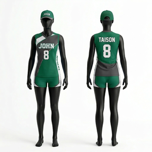 Ensemble de maillots de volley-ball pour femmes, haute qualité, polyester et élasthanne GSM, évacuation de l'humidité, bleu et jaune avec panneaux latéraux, uniforme avec logo par sublimation - Product Image 4