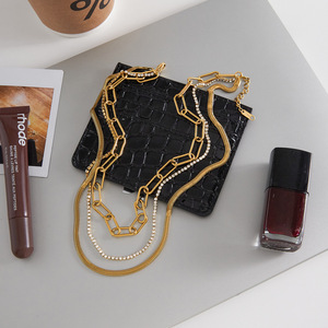 Collar de acero inoxidable chapado en oro de 18 quilates con cadena mixta y diseño de clip, joyería al por mayor, MOQ bajo - Product Image 5