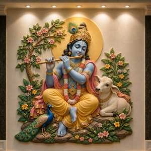 Sculpture murale 3D artisanale traditionnelle haut de gamme en fibre de verre de Lord Ganesha et de Lord Shiva pour la décoration spirituelle de la maison et du temple - Product Image 3