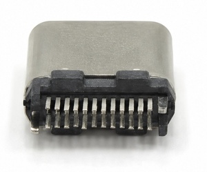 หัวต่อ USB 3.1 Type C แบบตัวผู้ สำหรับบัดกรี  หน้าสัมผัสเคลือบทอง  ตัวเรือน LCP  โครงเหล็ก  วัสดุ UL94V-0  ทนไฟ  ความเร็วสูง  แบบตั้ง - Product Image 2