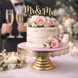 Modern Luxury Gold Pedestal <b>Cake</b> <b>Stand</b> with Decorative Flower Border for Dessert Table Wedding Event and Party Decoration - Product Image 4