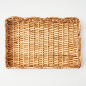 Best price functional storage <b>trays</b> for organizing rattan service <b>tray</b> with scallop edge design - Product Image 6