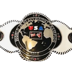 World Heavyweight Championship Belt USA Flag Design with World <b>Map</b> Black and White Strap Collectible Title Belt - Product Image 2
