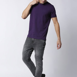 Meilleur T-shirt en jersey de coton tricoté pour homme, couleur violet, 2025, prix bas, anti-transpiration, pour l'été - Product Image 6
