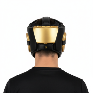 Protector de Cabeza de Boxeo en Color Negro y Dorado Hecho con Cuero Vacuno de Primera Calidad, Resistente al Agua, Transpirable, Unisex - Product Image 2
