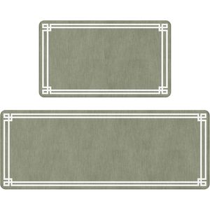 Set di 2 Tappeti da Cucina Verde Salvia Stile Retrò Elegante, Antifatica, Impermeabili, Antiscivolo, Resistenti - Product Image 6