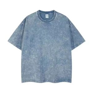 Camiseta Oversize Vintage para Hombre, Lavada al Ácido, 100% Algodón Pesado, Tallas Grandes, Estilo Urbano, Hombros Caídos - Product Image 4