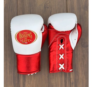 Gants de boxe RTS Mexican No Boxing No Life en cuir de vache véritable, pour Sanda, MMA, arts martiaux, entraînement, fermeture à lacets, haute qualité - Product Image 1