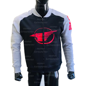 Chaqueta de invierno Premium para hombre, cuello alto con cremallera, decoración bordada, ajuste relajado, algodón/forro polar, dos bolsillos, estampado de goteo - Product Image 5