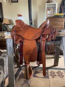 Western Leather Horse Saddle With Tooled Design And <b>Silver</b> Conchos Brown Durable English Australian Style Saddles Cheap Price - Product Image 3