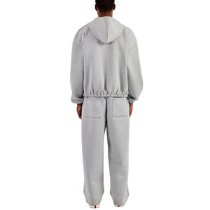 Men's Two Piece Hooded Tracksuit Full Zip Sweatshirt Adjustable Hem Elastic Waist Wide Leg <b>Trousers</b> Relaxed Casual Lounge Outfit - Product Image 2
