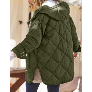 Chaqueta Acolchada Impermeable y Cortavientos para Mujer, Color Verde Oliva, con Capucha, Cierre de Cremallera, Manga Larga, Cálida y Estándar - Product Image 2